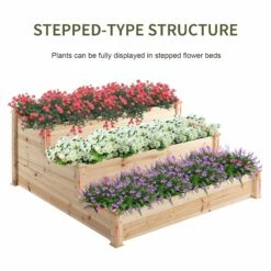 Outsunny Wooden Raised Bed 3-Tier Planter Kit Elevated Box Outdoor Stand -OUTSUNNY Shop 8ISa0917ee2cefc66