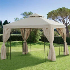 Outsunny Metal Gazebo With Curtains 3 X 3m - Beige 14 Outsunny Metal Gazebo With Curtains 3 X 3m - Beige -OUTSUNNY Shop 8RU90f181942673d3 jpg