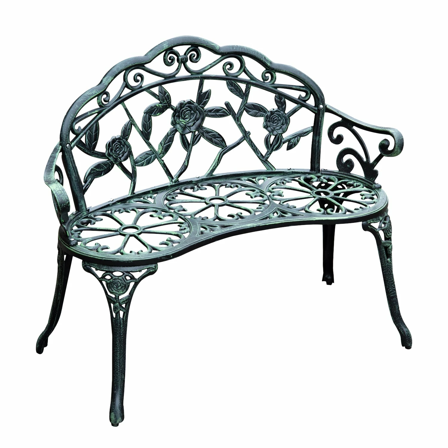 Outsunny Antique Style Garden Bench - Green 9 Outsunny Antique Style Garden Bench - Green - Image 7