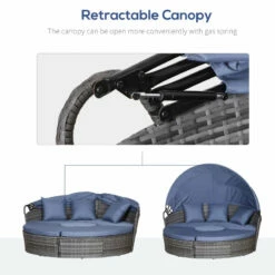 Outsunny Garden Daybed With Cushions - Grey With Blue Cushions -OUTSUNNY Shop 8vt7f51803be56c97 jpg