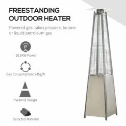 Outsunny Stainless Steel Outdoor Garden Pyramid Patio Heater With Wheels And Rain Cover - Silver -OUTSUNNY Shop 9OHb1017edc655522 1ce94897 7e32 4128 808d 48a40d13389f