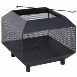 Outsunny Stove Garden Square Fire Pit Black
