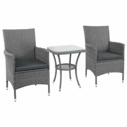 Outsunny Rattan Bistro Set 3pc - Grey 24 Outsunny Rattan Bistro Set 3pc - Grey -OUTSUNNY Shop 9f9daa17eecc2a6ec jpg