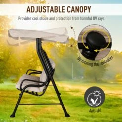 Outsunny Steel Frame 3-Seater Outdoor Garden Swing Chair W/ Canopy Beige -OUTSUNNY Shop 9qV3f017dc2d3d211
