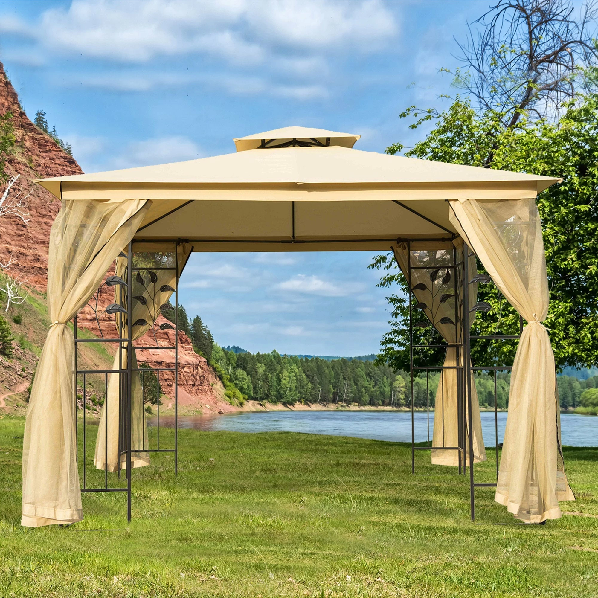 Outsunny Netting Gazebo - 4 Piece Sidewalls 4 Outsunny Netting Gazebo - 4 Piece Sidewalls - Image 2