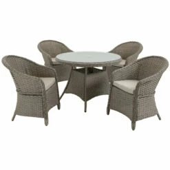 Outsunny Rattan Dining Set 4 Seater - Grey -OUTSUNNY Shop A0Qdaa18041c966ae jpg