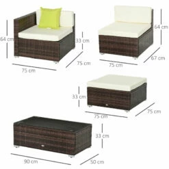 Outsunny Rattan Sofa Set With Chez Lounge And Coffee Table - Brown -OUTSUNNY Shop A97a121863a7161ab jpg
