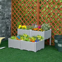Outsunny Raised Bed Plastic Set Of 4 40x40x44cm - Grey 27 Outsunny Raised Bed Plastic Set Of 4 40x40x44cm - Grey -OUTSUNNY Shop A9X90f1801c80ad8e jpg