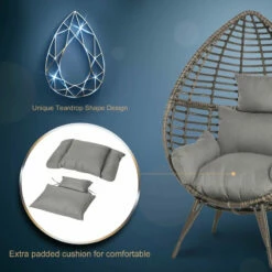 Outsunny Wicker Rattan Egg Chair With 4 Legs Grey -OUTSUNNY Shop Agj88c17eecc29b03 jpg