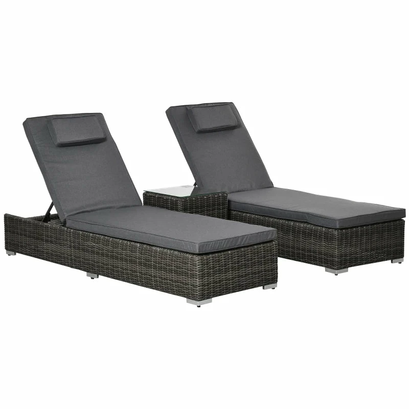 Outsunny 2 Seater Adjustable PE Rattan Wicker Lounge Set Half-Round Wicker Recliner Bed 3 Outsunny 2 Seater Adjustable PE Rattan Wicker Lounge Set Half-Round Wicker Recliner Bed