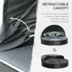 Outsunny Garden Daybed With Adjustable Table - Black -OUTSUNNY Shop BSOb10180df2b0f52 jpg