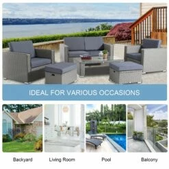 Outsunny 6PC Garden Rattan Sofa Set Bonzer Outdoor Furniture Patio Table Loveseat Stool Lounging Ottoman Aluminium Frame Wicker Weave Conservatory Grey -OUTSUNNY Shop Bq4b1017eecc29421 7494a4a2 b8da 4148 9ce5 7850b62e181b
