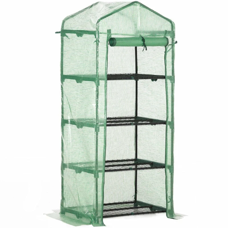 Outsunny Mini Greenhouse With 4 Tier 70 X 50 X 160 Cm - Green 3 Outsunny Mini Greenhouse With 4 Tier 70 X 50 X 160 Cm - Green