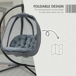 Outsunny Hanging Egg Chair - Grey -OUTSUNNY Shop Cfh88c1801c81fc84 jpg