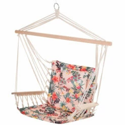 Outsunny Hanging Rope Frame Hammock Chair - Floral