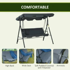 Outsunny Swing Chair 3-Seater -Dark Grey -OUTSUNNY Shop D1779c17e70daf282 jpg