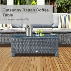 Outsunny Rattan Coffee Table - Brown -OUTSUNNY Shop D4Ua0917eecc2a710
