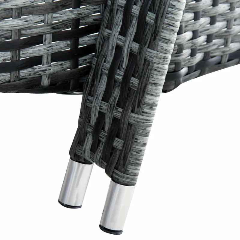 Outsunny Rattan Lounge Set With Side Table - Grey 10 Outsunny Rattan Lounge Set With Side Table - Grey - Image 8