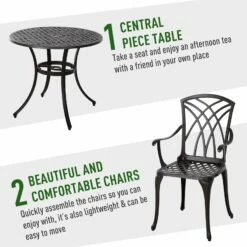 Outsunny Patio Cast Aluminium 5 PCS Dining Table & 4 Chairs Set Outdoor Garden Furniture -OUTSUNNY Shop Dd8fd917dc3c1dd29