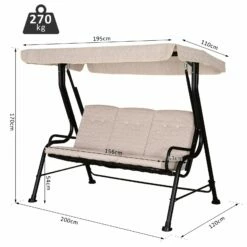 Outsunny Steel Frame 3-Seater Outdoor Garden Swing Chair W/ Canopy Beige -OUTSUNNY Shop DnJ12017dc2d3d211