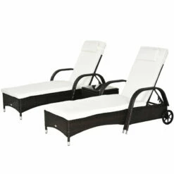 Outsunny Rattan Lounger Set With Side Table - Brown -OUTSUNNY Shop ECOd4d17eecc29e8c jpg