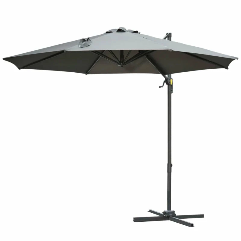 Outsunny Hanging Umbrella 3m - Dark Grey 14 Outsunny Hanging Umbrella 3m - Dark Grey - Image 12