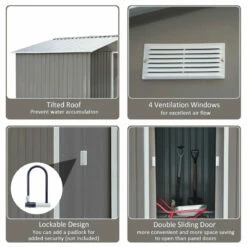 Outsunny Storage Shed In Galvanised Steel With Sliding Door 9ft X 6ft - Grey -OUTSUNNY Shop ErS88c188d39dfd56 jpg