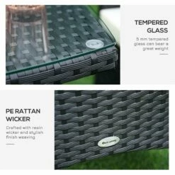 Outsunny-3 Piece Rattan Bistro Set - Black -OUTSUNNY Shop F6H88c17eecc2a467