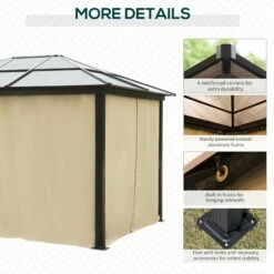 Outsunny 3 X 3.6(m) Hardtop Gazebo Canopy With Polycarbonate Roof And Aluminium Frame, Garden Pavilion With Mosquito Netting And Curtains, Brown -OUTSUNNY Shop F8da5a17dc41d6a15
