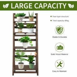 Outsunny 4-Tier Wooden Plant Shelf Foldable Flower Pots Holder Stand -OUTSUNNY Shop FBOa0917ee2cf0313 b436fc15 385e 4ad9 a249 e7d099ee33b9