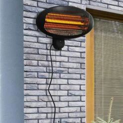 Outsunny Wall Mount Electric Infrared Patio Heater 220V-240V Black -OUTSUNNY Shop Fl090f17edc657c65