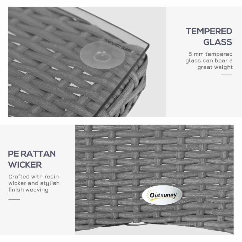 Outsunny Rattan Bistro Set 3pc - Grey 10 Outsunny Rattan Bistro Set 3pc - Grey - Image 8