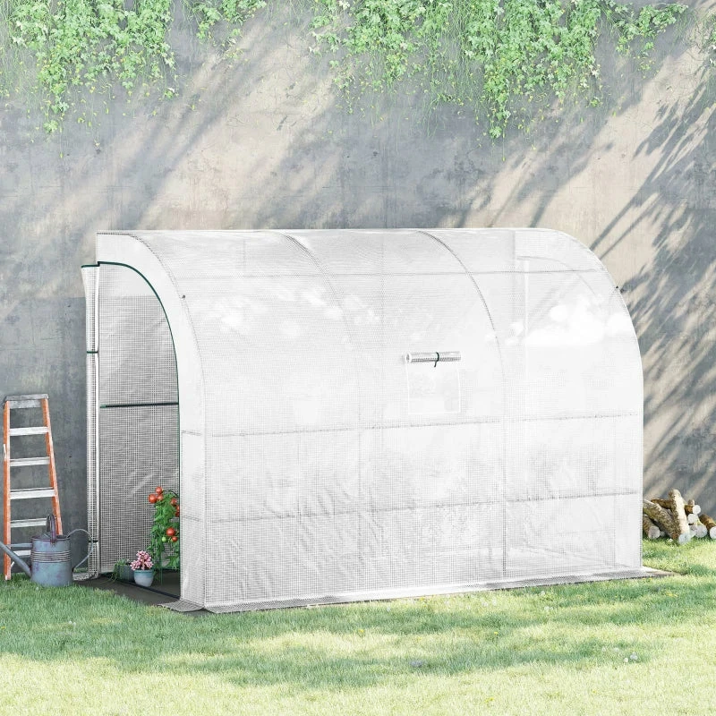 Outsunny Lean To Greenhouse 300 X 150 X 213 Cm - White 4 Outsunny Lean To Greenhouse 300 X 150 X 213 Cm - White - Image 2