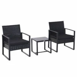 Outsunny Rattan Bistro Set - Black