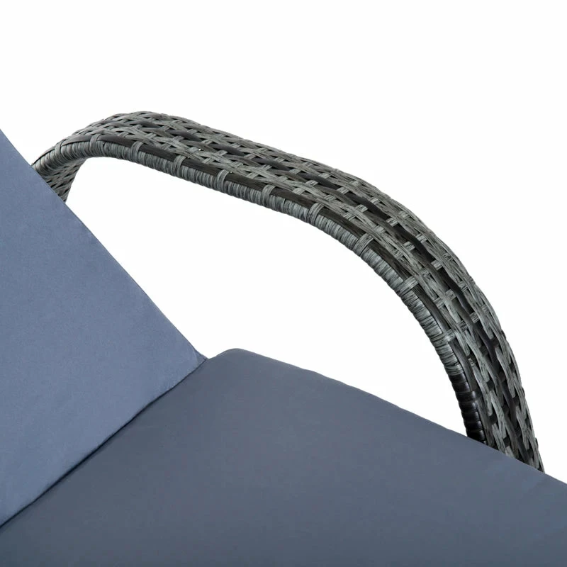 Outsunny Rattan Lounge Set With Side Table - Grey 11 Outsunny Rattan Lounge Set With Side Table - Grey - Image 9