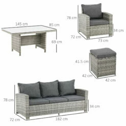 Outsunny Outdoor Rattan Sofa Dining Set 6 Piece - Light Grey -OUTSUNNY Shop GmSa12188b88b21ae jpg