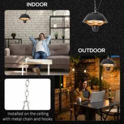Outsunny Hanging Electric Outdoor Patio Heater 600W - Black -OUTSUNNY Shop HdN7561801b399fea jpg