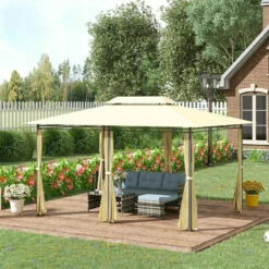Outsunny Metal Gazebo 4m X 3(m) Beige -OUTSUNNY Shop Hh16ff1837907463f jpg