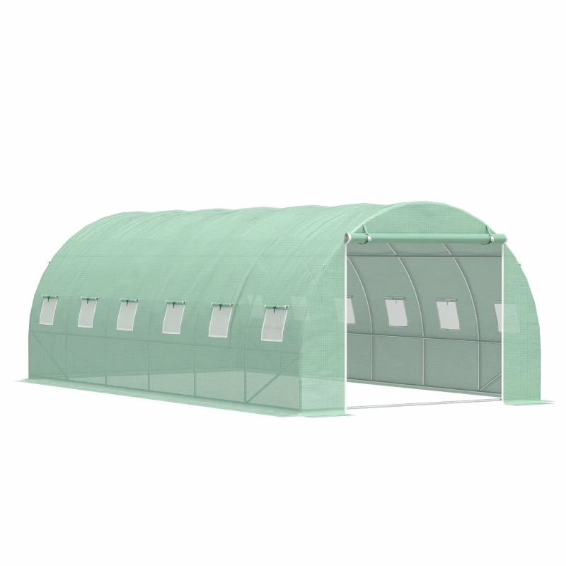 Outsunny Galvanised Steel Walk-in Greenhouse 6 X 3M Green 3 Outsunny Galvanised Steel Walk-in Greenhouse 6 X 3M Green