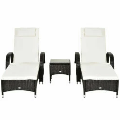 Outsunny Rattan Lounger Set With Side Table - Brown -OUTSUNNY Shop I5Ldaa17eecc29e8c jpg