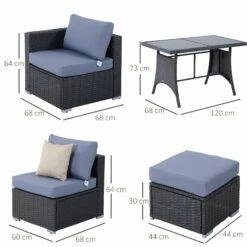 Outsunny 9-Seater Garden Rattan Furniture 10 Pcs Rattan Corner Dining Sofa Set, Grey/Dusty Blue Cushion -OUTSUNNY Shop ILfa1217eecc28a4b