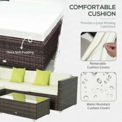 Outsunny Rattan Sofa Set With Chez Lounge And Coffee Table - Brown -OUTSUNNY Shop ILk88c1863a7161ae jpg