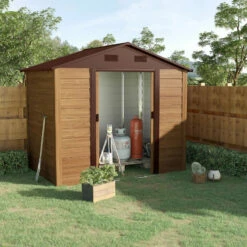 Outsunny Outdooor Storage Shed Wooden Effect Galvanised Steel 7.7ft X 6.4ft -OUTSUNNY Shop IT66ff18450e7f46c jpg