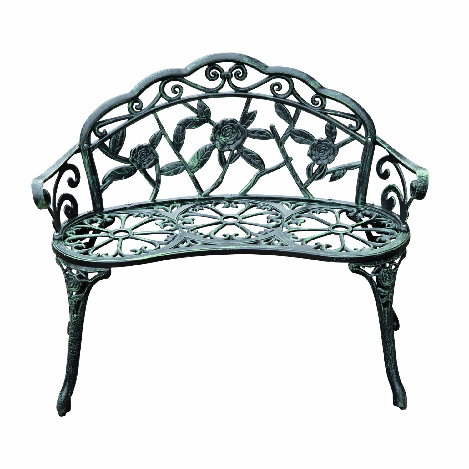 Outsunny Antique Style Garden Bench - Green 3 Outsunny Antique Style Garden Bench - Green