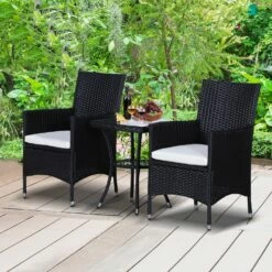 Outsunny-3 Piece Rattan Bistro Set - Black -OUTSUNNY Shop Ijz90f17eecc2a467