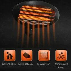 Outsunny Wall Mount Electric Infrared Patio Heater 220V-240V Black -OUTSUNNY Shop J9o88c17edc657c65