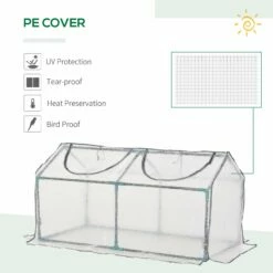 Outsunny Mini Greenhouse With 2 Windows, Plant Flower Herbs Growing, PE, 120 X 61 X 61cm -OUTSUNNY Shop JVpa0917edc607e2f