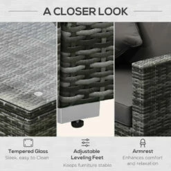 Outsunny 6 Pieces Outdoor Rattan Corner Sofa Set, Patio Aluminum Frame With All-weather Wicker Conversation Furniture W/ Coffee Table & Cushions, Mixed Grey -OUTSUNNY Shop JYnb101865415d2ee jpg