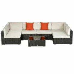 Outsunny Outdoor Rattan Furniture Sectional Sofa Set 7 Piece - Brown & Cream -OUTSUNNY Shop K4Ddaa18679011d9d jpg