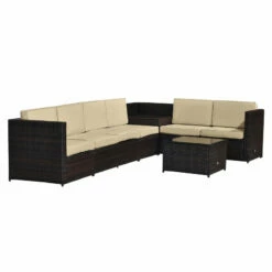 Outsunny Rattan Corner Sofa Set With Table - Brown -OUTSUNNY Shop Kaa98a17fe8384473 jpg